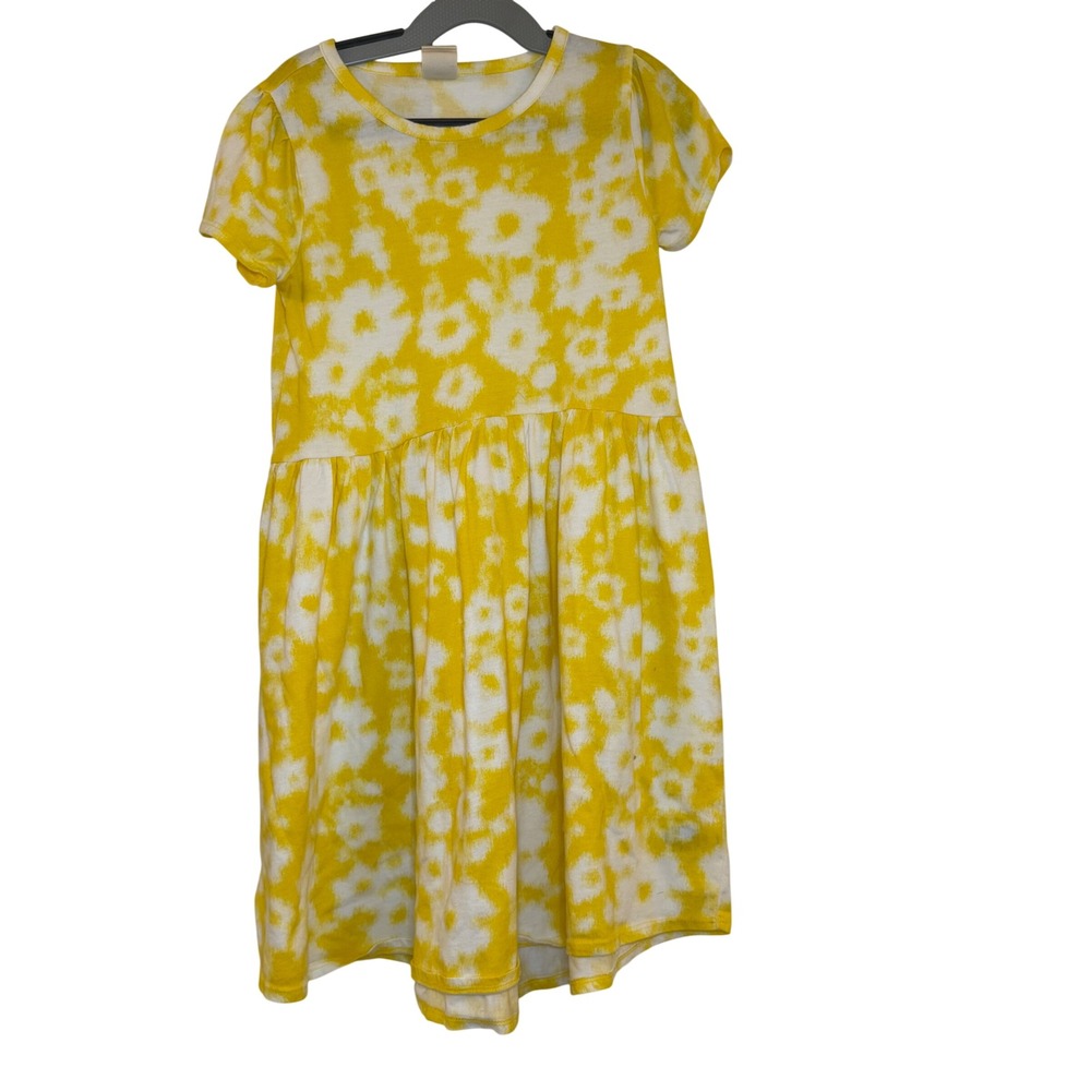 Tucker + Tate Floral Tie Dye Dress Kids Size 7 Yellow Excellent Short Sleeve